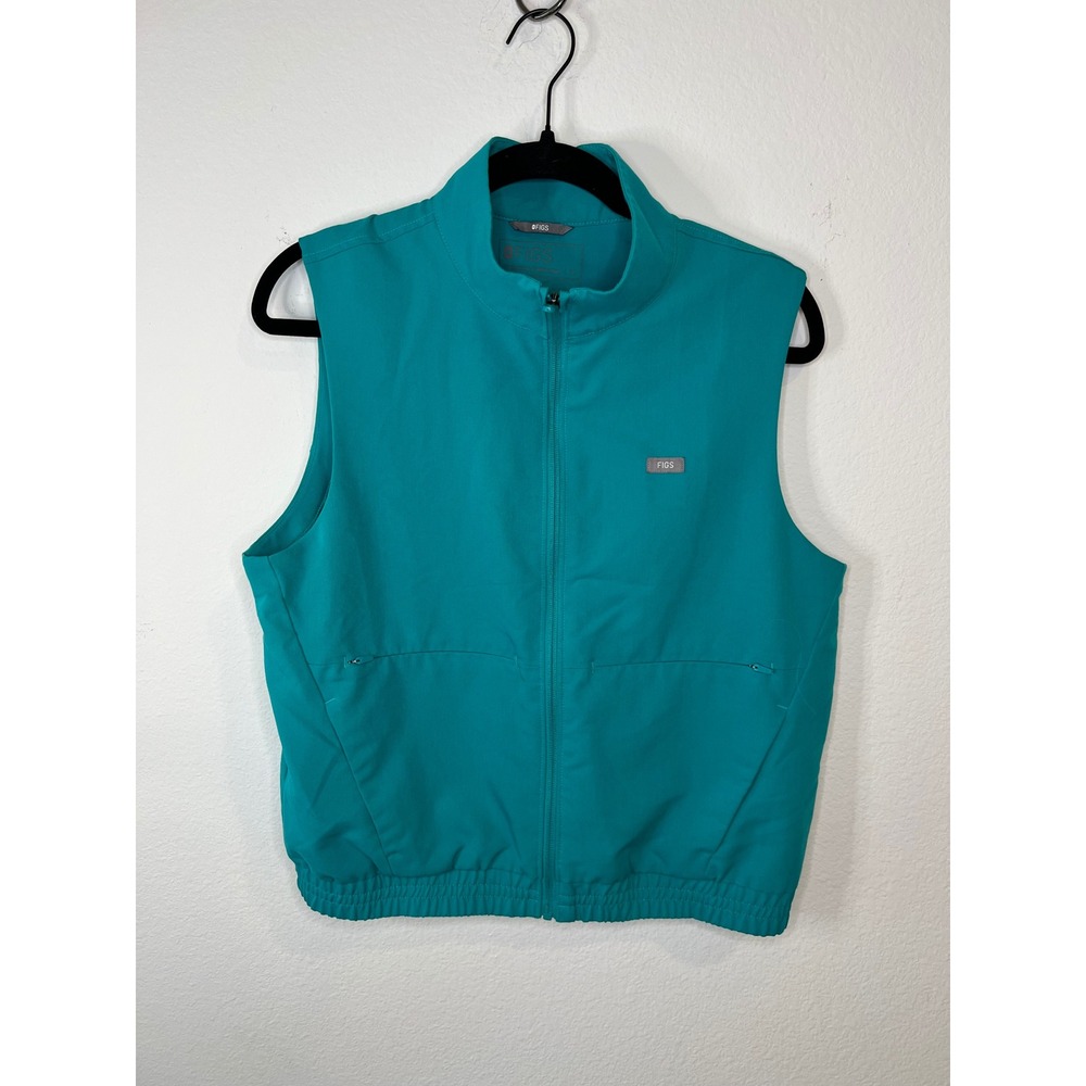 FIGS Technical Collection Scrub Vest Full Zip Pockets Teal Medium